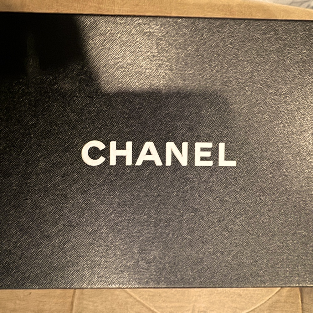 Chanel ballet flats ballerinas two tone beige black CC logo cap toe 37.5
